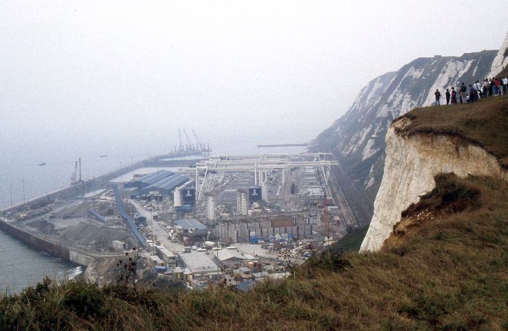 Dover Port viewed from on top of the cliffs